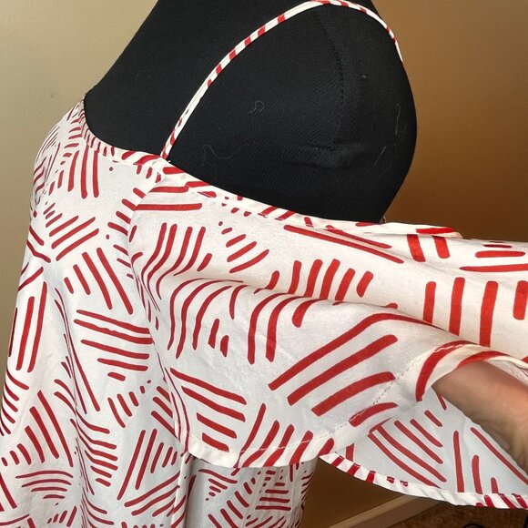 Collective Concepts Cold Shoulder Flowy Print White Red Size S Strappy Bohomian - Picture 7 of 12